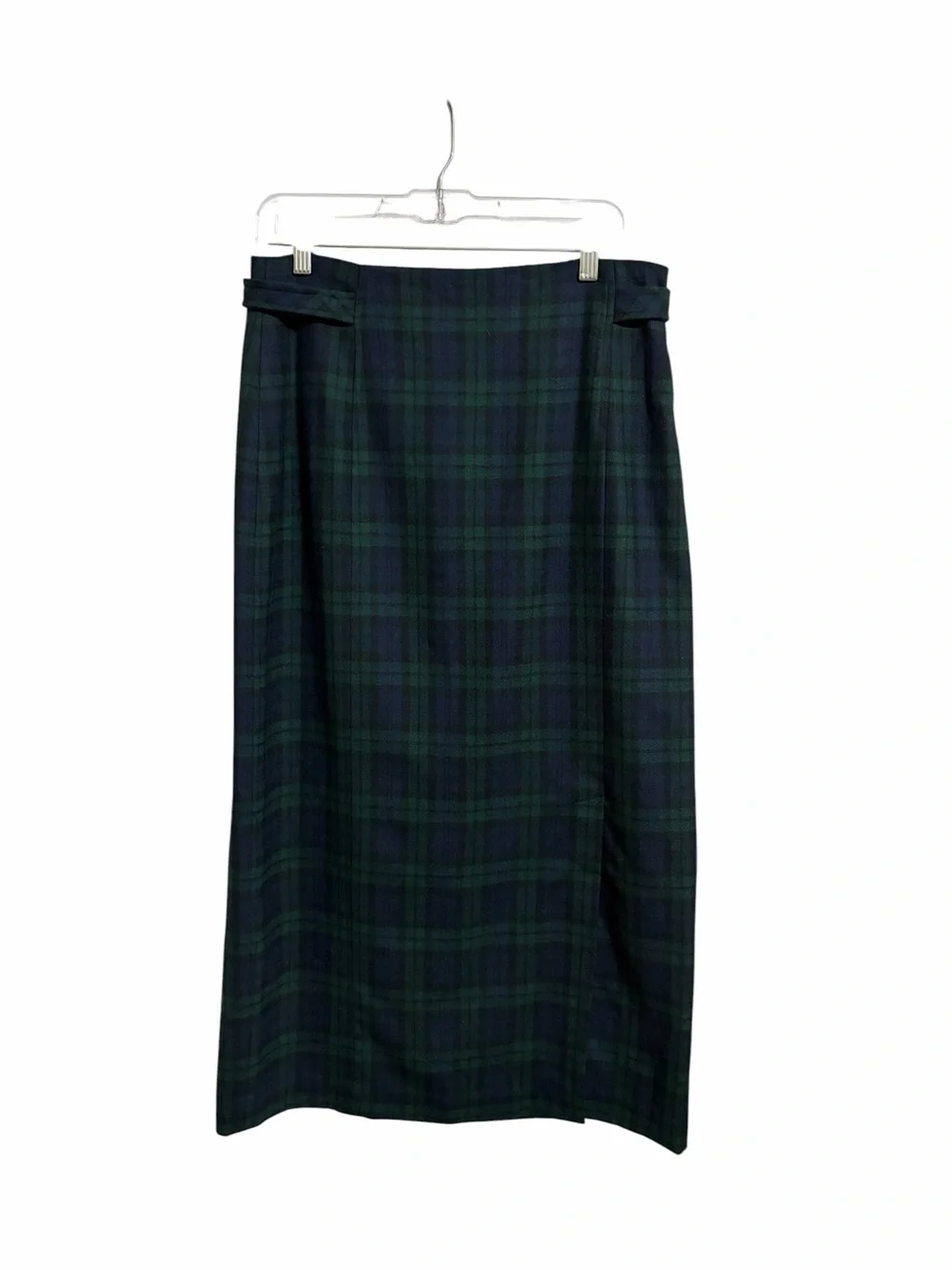 Talbots Blackwatch Plaid Wool Blend Skirt Green Blue Classic Preppy Career 12